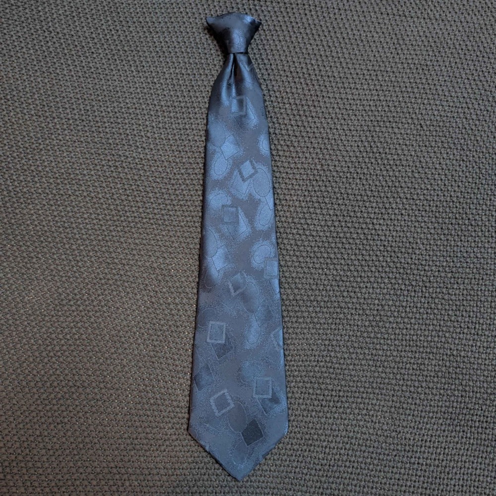 David Taylor Necktie Mens OS Navy Blue Geometric Abstract Woven Made in USA
